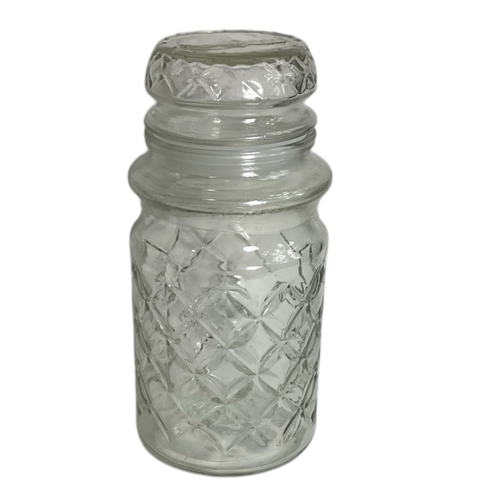 1983 Planters Mr Peanut Clear Glass Jar
Canister With Logo on Lid & Bottom 7-3/4
